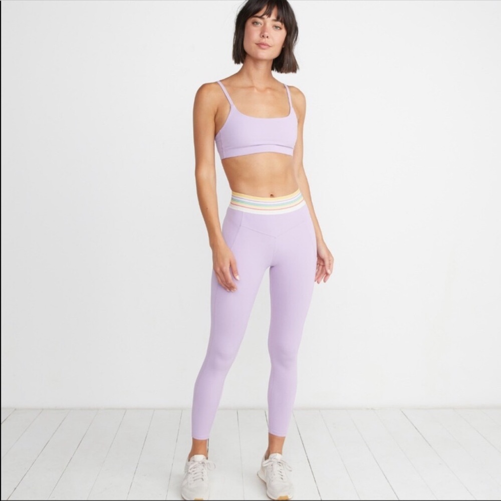 Marine Layer Purple leggings with rainbow waistband